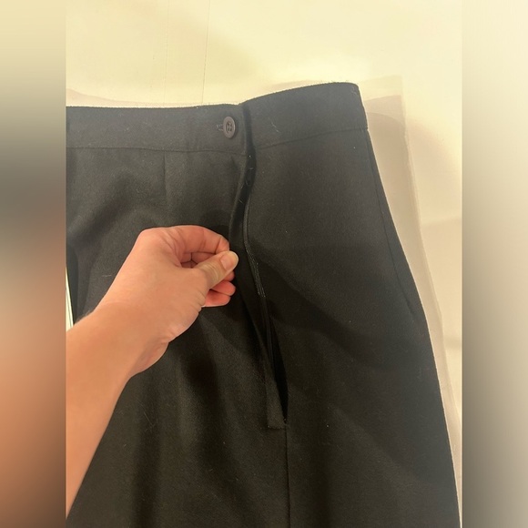 Isaac Hazan Midi Skirt Wool Women’s 10 Black Side Slit Zipper Button - Picture 8 of 12